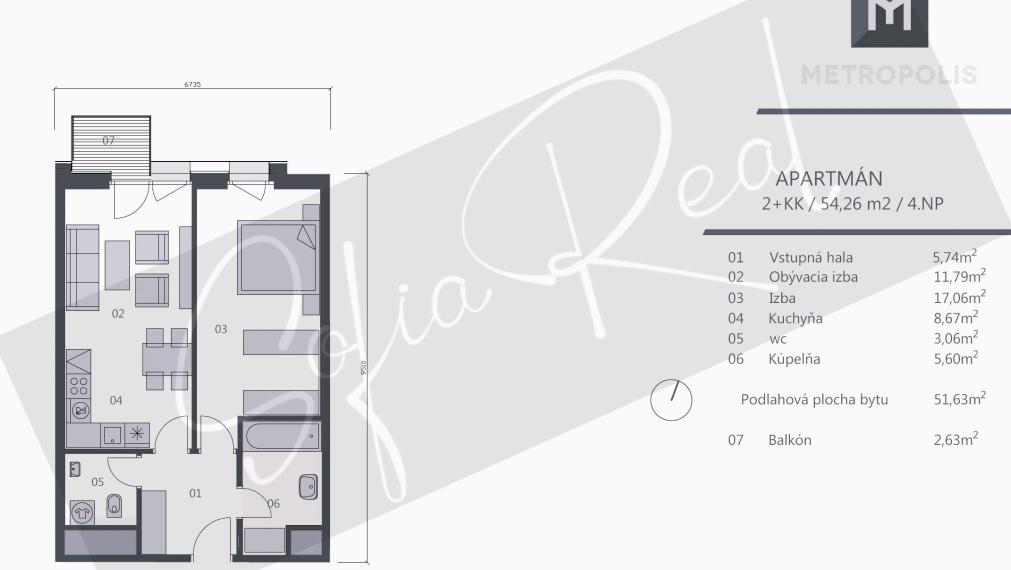 PREDAJ: 2-izbový apartmán; parkovanie; loggia; Staré Mesto - Bottova